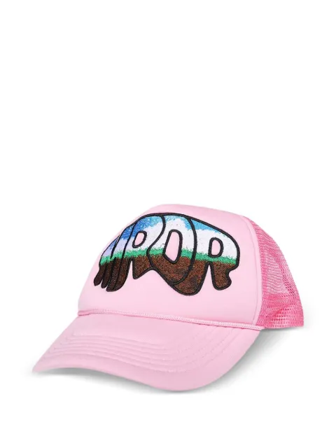 Who Decides War embroidered-patch trucker cap Pink 13400940015