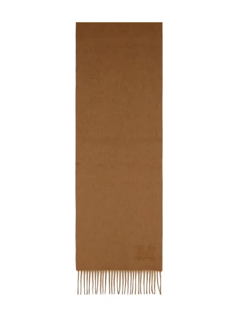 Max Mara embroidered-monogram fringe scarf Brown 2524546311600