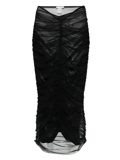 Nensi Dojaka ruched sheer midi skirt Black NDSKT0672000100