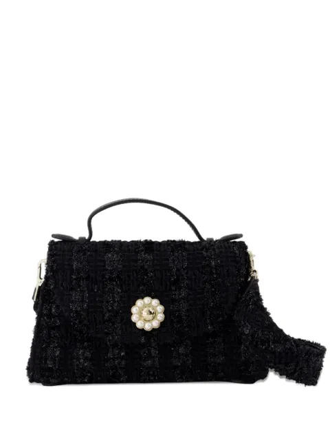 Simone Rocha Valentine pearl-embellished tweed mini bag Black BAG173SS0467TINSELTWEEDBLACK