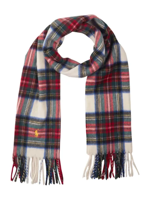 Polo Ralph Lauren plaid fringed scarf White 449959360001