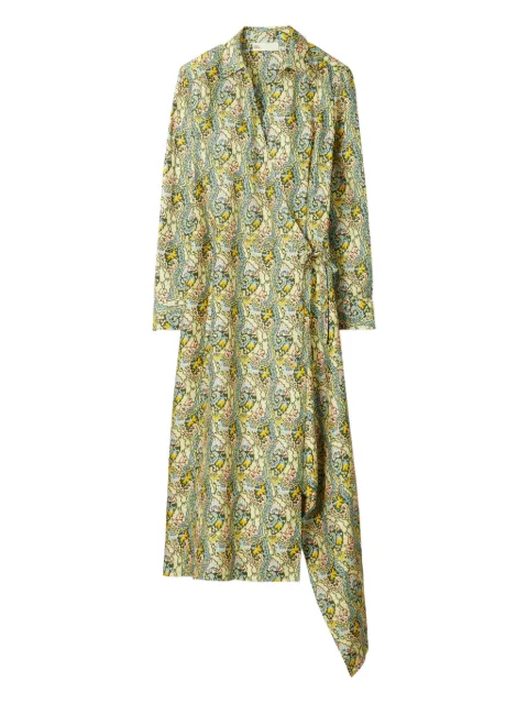 Tory Burch paisley-print wrap dress Green 176408