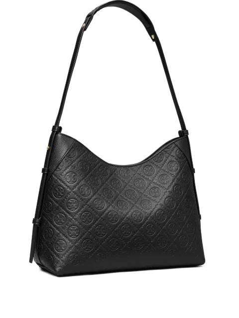 Tory Burch T Monogram pebbled messenger bag Black 175641