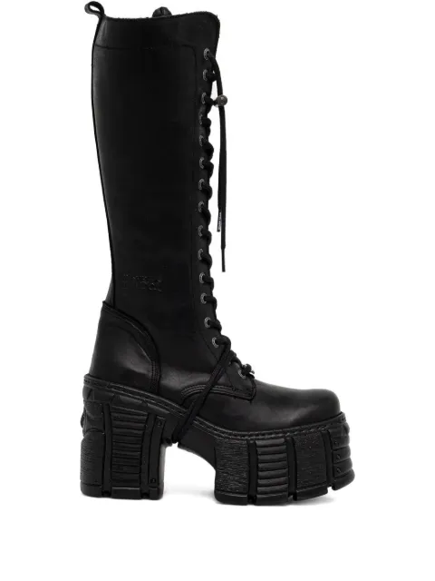 NEW ROCK 120mm lace-up platform boots Black MTM002C2
