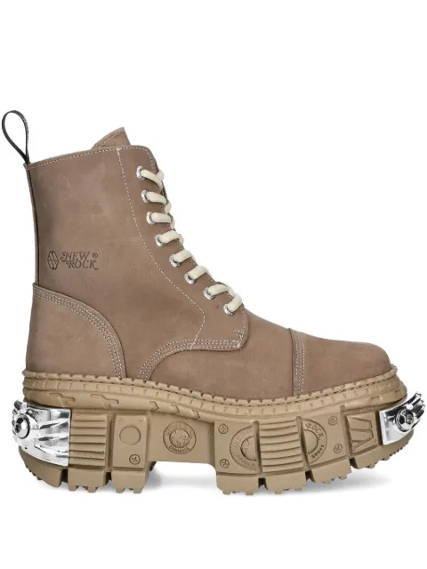 NEW ROCK 100mm lace-up platform combat boots Neutrals MWALL083CC18