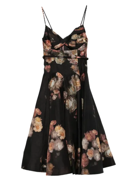ZIMMERMANN Hypnotic Twist floral-print midi dress Black 5209DF251