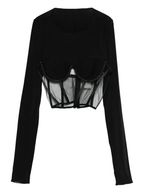 Nensi Dojaka mesh-panel T-shirt Black NDTOP0961001100