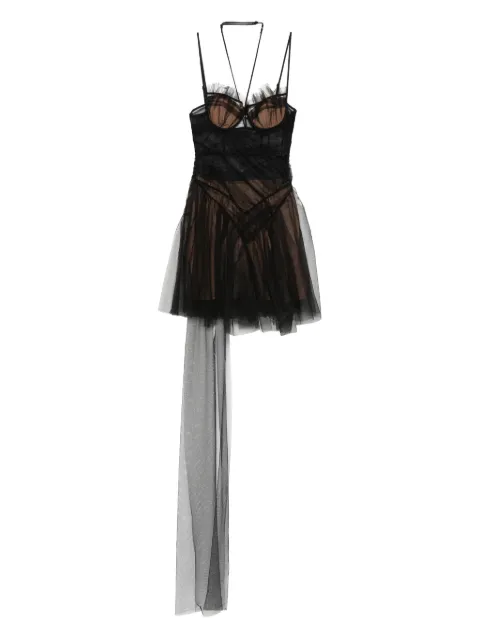 Nensi Dojaka strap-detail tulle mini dress Black NDDR2782001100