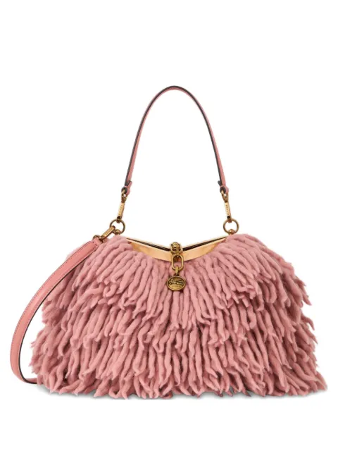 ETRO small wool Vela bag with fringing Pink WP1B0001AO004