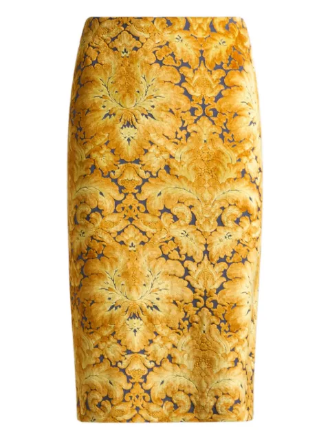 ETRO chenille jacquard midi skirt Yellow WRFA004099JJD10
