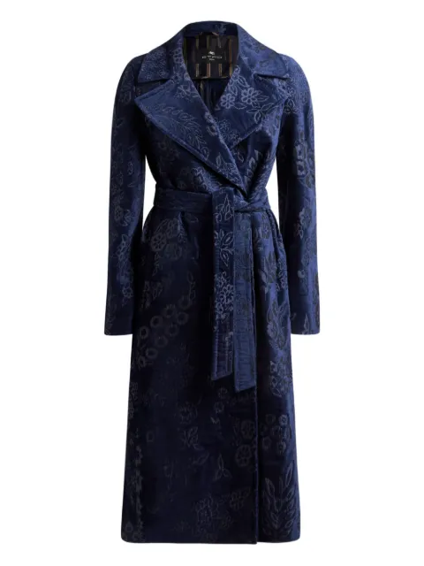 ETRO chenille Jacquard floral coat Blue WRAA003599TJD90