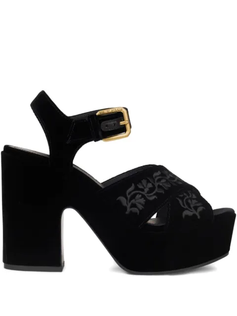 ETRO velvet platform sandals with embroidery Black WS4F0006AT266