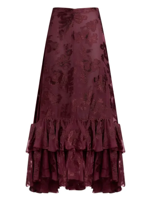 ETRO fil coupé chiffon maxi skirt Red WRFA012699TJD45
