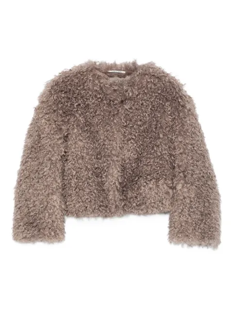 Tagliatore teddy-textured jacket Brown F80010U25I085