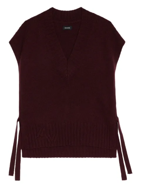 Zadig&Voltaire V-neck side-tie vest Red KWSW01523
