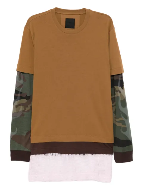 Givenchy embroidered-logo layered T-shirt Brown VICBM71K73