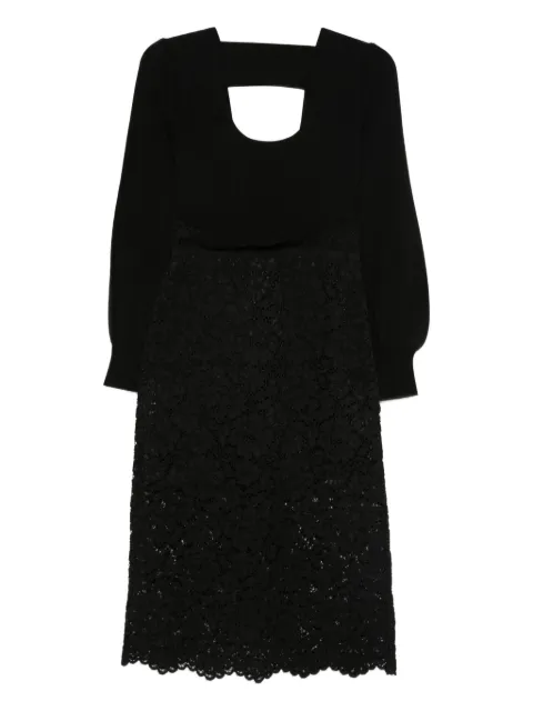 TWINSET scoop-neck lace-insert midi dress Black 252TP3030