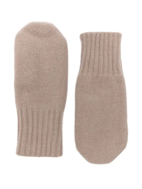 Warm-Me cashmere ribbed mittens Brown AREMITTENS