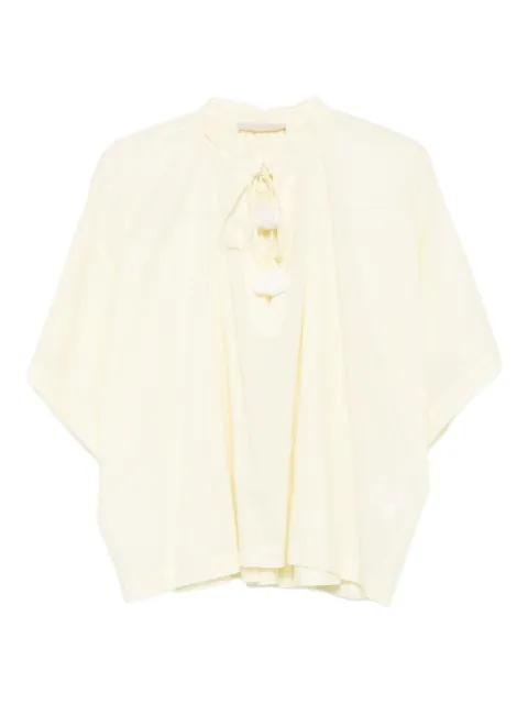 Vanessa Bruno tassel-neck cotton top Yellow 4EVA42V09429