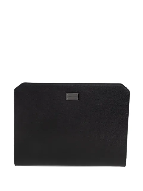 Emporio Armani logo-plaque leather clutch bag Black EM002548AF13788