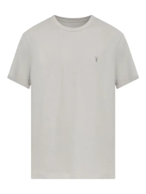 AllSaints embroidered-logo waffle-texture T-shirt Grey M018JC