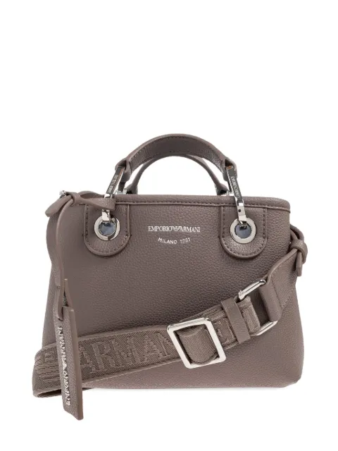 Emporio Armani small logo-plaque top-handle tote bag Brown EW000382AF12036