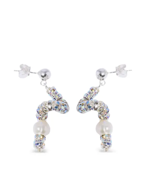 Pearl Octopuss. Y Tiny Snakes pearl crystal-embellished earrings Silver PEARLNGSSIL7686