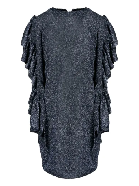 Circus Hotel frill-sleeve glitter dress Grey H0WB32