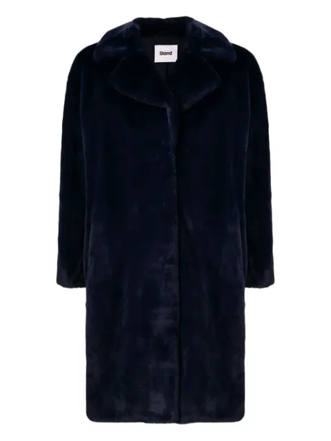 STAND STUDIO Camille Cocoon faux-fur coat Blue STANDOATNAV0693