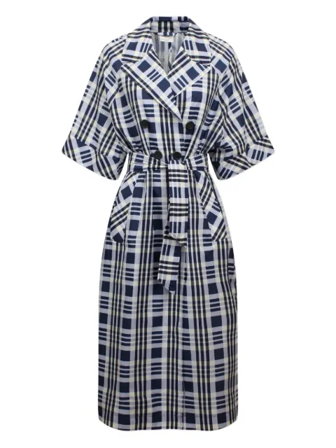 Baum Und Pferdgarten checked double-breasted coat Blue BAUMUOATWHI0071
