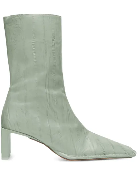 Miista 90mm Anitha eel-embossed square-toe boots Green MIISTAOTSWIL8040