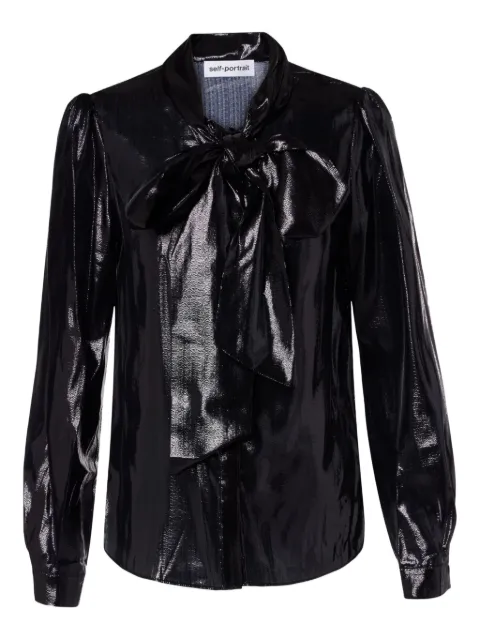 Self-Portrait pussy-bow blouse Black AW25068TB