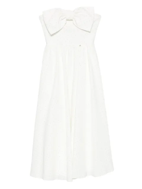 NISSA bow-detailed midi dress White RS15878