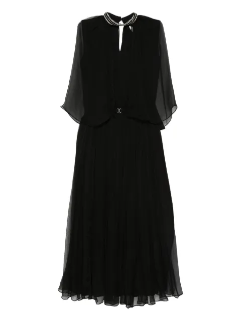 NISSA crystal-detail silk midi dress Black RS16208