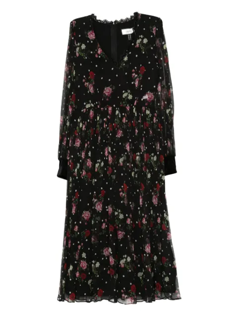 NISSA floral-print pleated mini dress Black RC16121