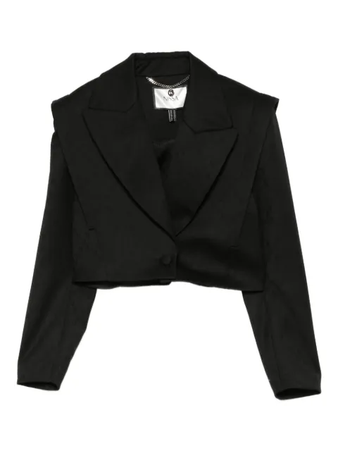 NISSA padded-shoulder cropped jacket Black S1347