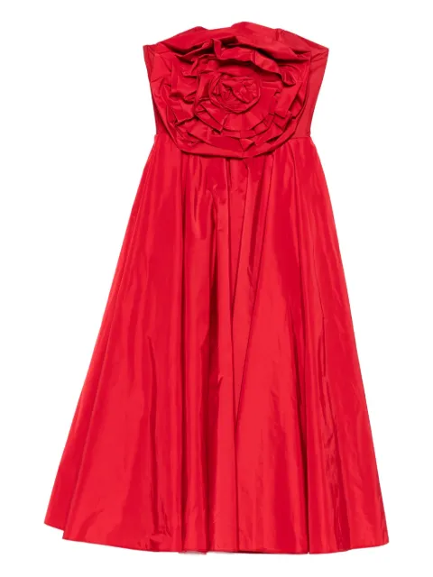 NISSA rose-embellished strapless midi dress Red RS16264