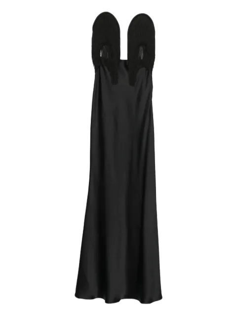 NISSA fringe-embellished maxi dress Black RRS16302BLACK