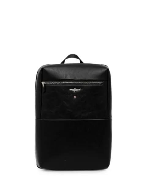 Aeronautica Militare logo-plaque zip-pocket backpack Black AM564