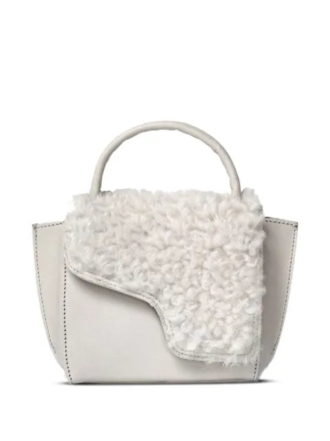 ATP Atelier shearling-panel tote bag White 110589