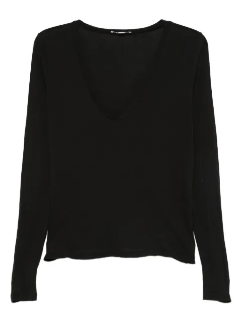 James Perse V-neck long-sleeve T-shirt Black WUC3225