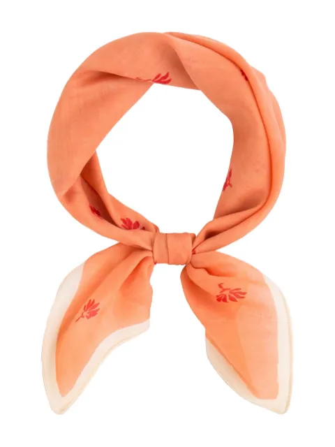 Stone floral-print cotton scarf Orange 55