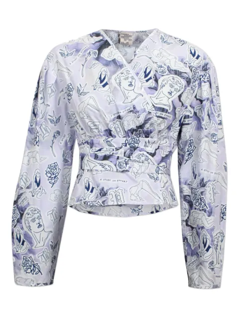 Baum Und Pferdgarten graphic-print wrap blouse Blue BAUMUAILLIL8023