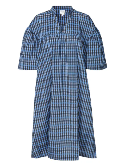 Baum Und Pferdgarten Aslau gingham puff-sleeve midi dress Blue BAUMUESSBLU6119