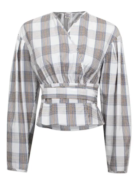 Baum Und Pferdgarten checked wrap blouse Brown BAUMUAILCRE0247