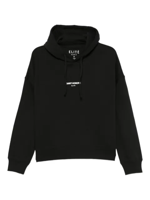 Elite drawstring-hood cotton hoodie Black 899LOGOHOCROP