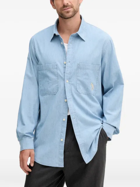 Armani Exchange pocket embroidered shirt Blue XM000948