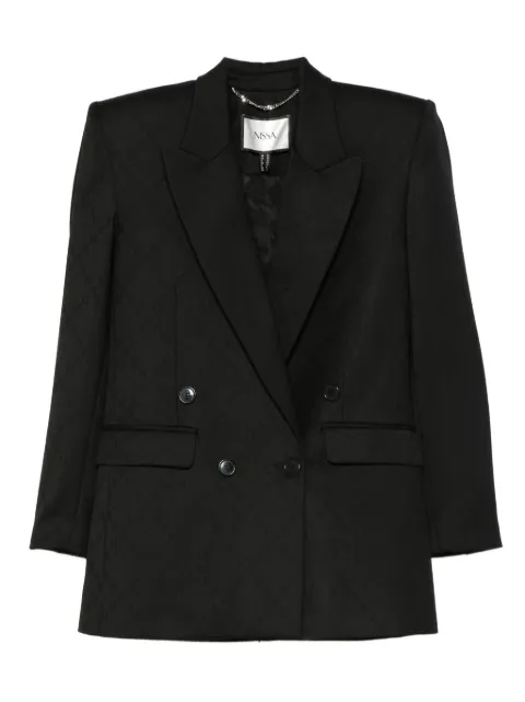 NISSA double-breasted textured jacket Black S16053