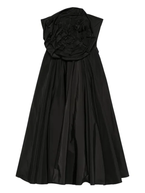 NISSA rose-embellished A-line midi dress Black RS16264