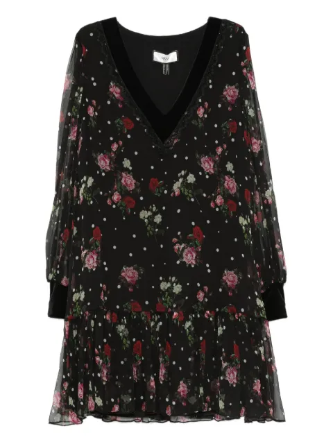 NISSA floral polka-dot mini dress Black RC16122